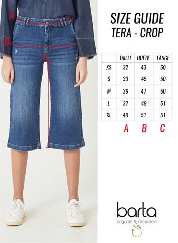 TERA - Pantalon Jeans Crop Fit Denim - Bleu Foncé 5