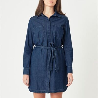 LARA - Denim Jeans Shirt Dress - Dark Blue