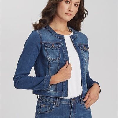 EVA - Giacca Bolero Denim Jeans - Blu Medio
