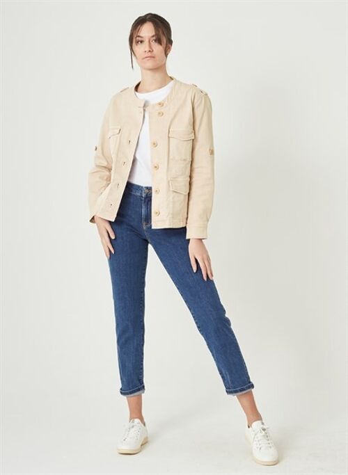 GRETA - Military  Slub Twill Jacket - Beige