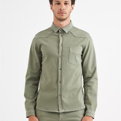 DIEGO - Camisa de sarga regular fit - Verde salvia