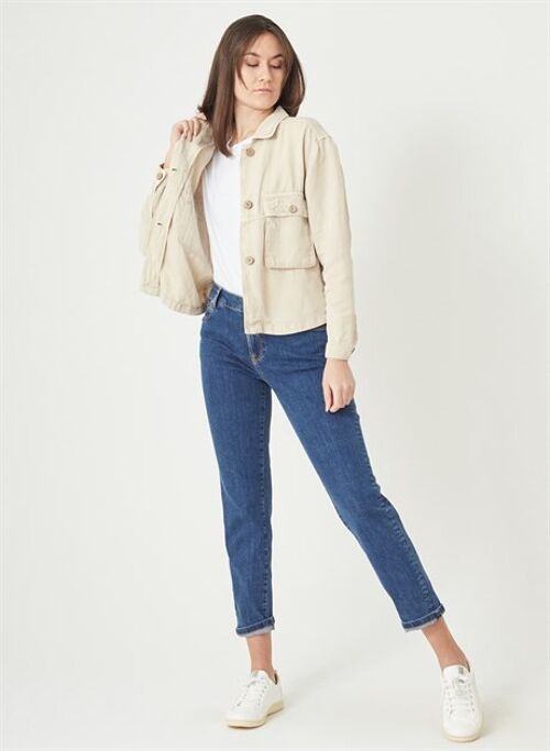 LISA - Crop Tencel Linen Jacket - Beige