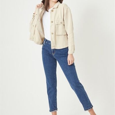 LISA - Veste courte en lin Tencel - Beige