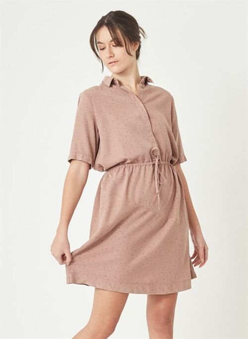 ISABELLA - Tencel Allover Printed Dress - Dusty Mauve