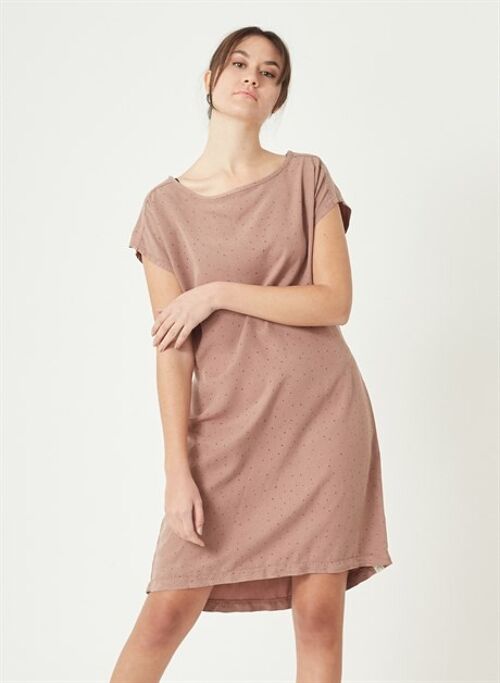 DINA - Long  Allover Printed Tencel Dress - Dusty Mauve