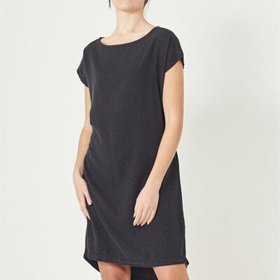 DINA - Abito lungo in Tencel stampato allover - Nero