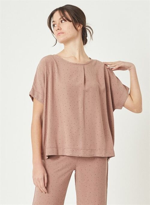 BIANCA - Tencel Allover Printed Tencel Blouse - Dusty Mauve