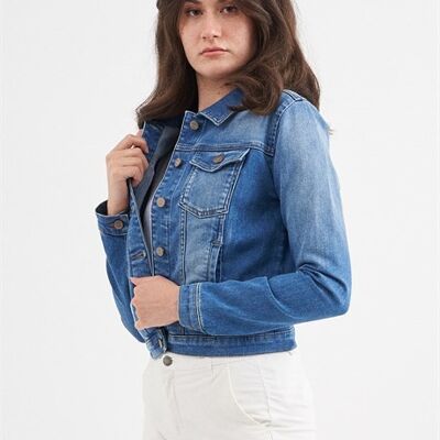 JENNA - Giubbotto di jeans classico in denim - Azzurro