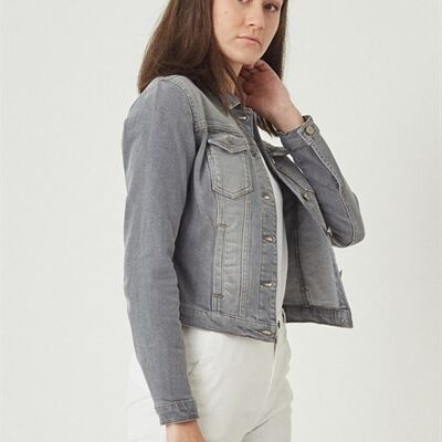 JENNA - Classic Denim Jeans Jacket - Gray Denim