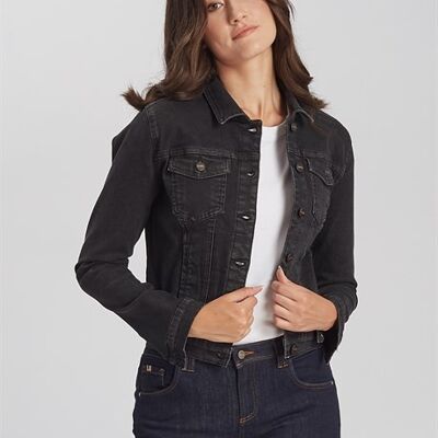 JENNA - Classic Denim Jeans Jacket - Black Denim