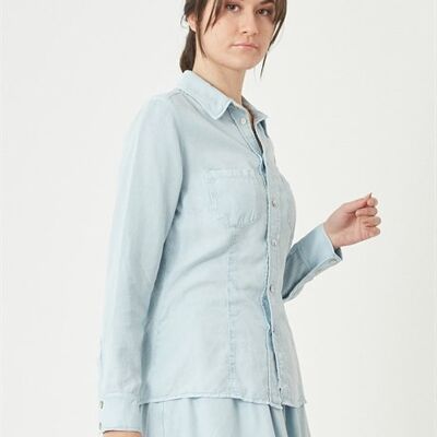 DONNA - Camisa Regular Fit Tencel de manga larga - Blue Dream
