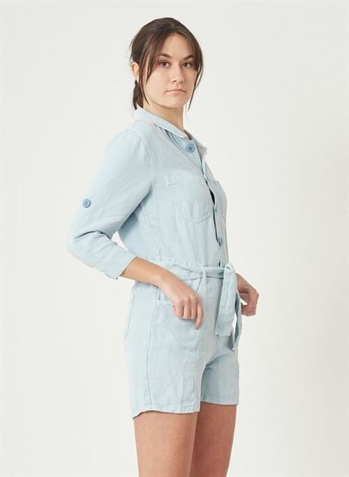 LENA - Mini Tencel Linen Jumpsuit - Blue Dream