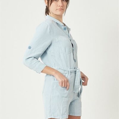 LENA - Mini Tencel Linen Jumpsuit - Blue Dream