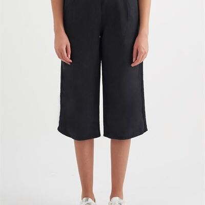 TERA - Pantalone Crop Tencel Linen - Nero