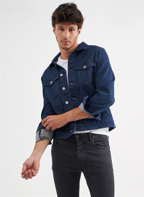 MATTEO - Classic Denim Jeans Jacket - Dark Blue