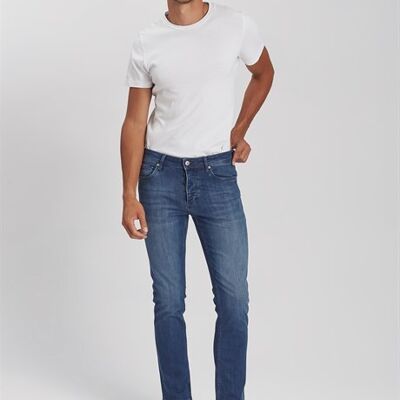 LEO ñ Straight Fit Denim Jeans Pants - Mid Blue