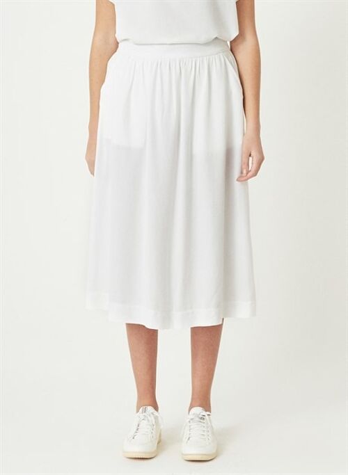 RINA - Long Pleated Tencel Skirt - White