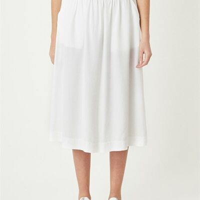 RINA - Long Pleated Tencel Skirt - White