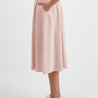 RINA - Long Pleated Tencel Skirt - Dusty Rose