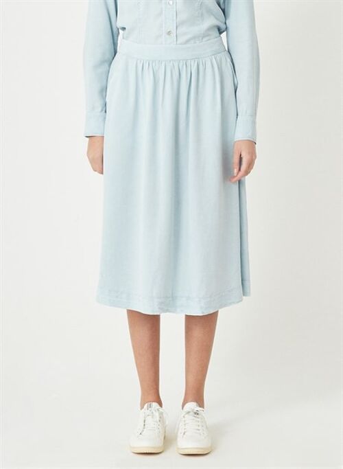 RINA - Long Pleated Tencel Skirt - Blue Dream