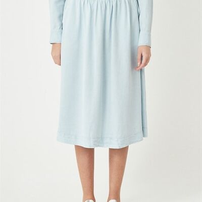 RINA - Long Pleated Tencel Skirt - Blue Dream