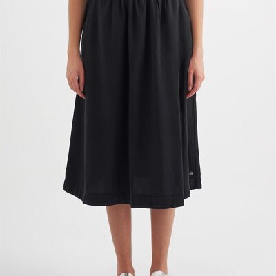 RINA - Long Pleated Tencel Skirt - Black