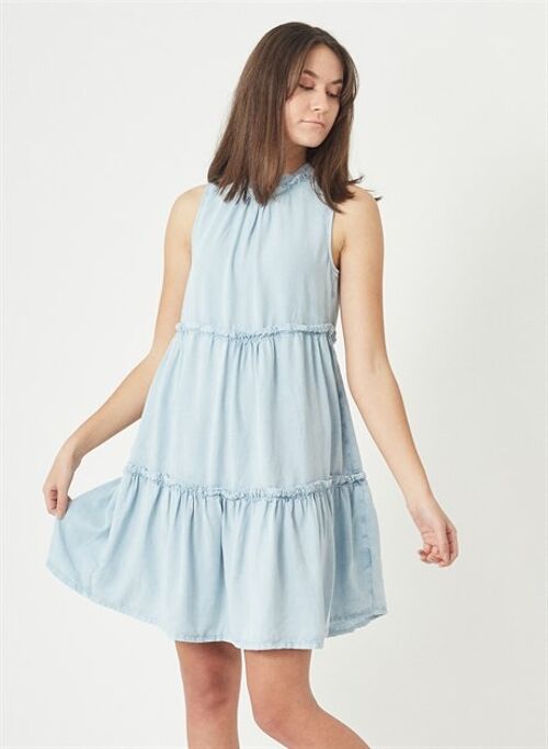 FLORA - Pleated Tencel Dress - Blue Dream