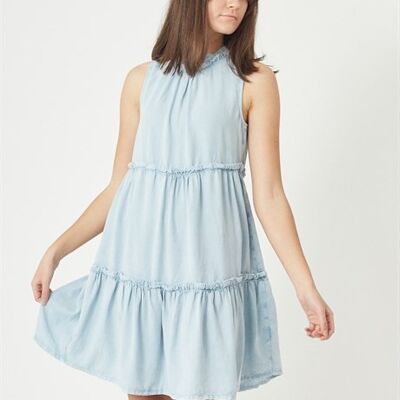 FLORA - Pleated Tencel Dress - Blue Dream