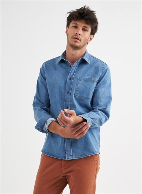 DIEGO ñ Regular Fit Denim Jeans Shirt - Light Blue