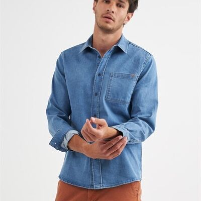 DIEGO - Chemise en jean coupe classique - Bleu clair