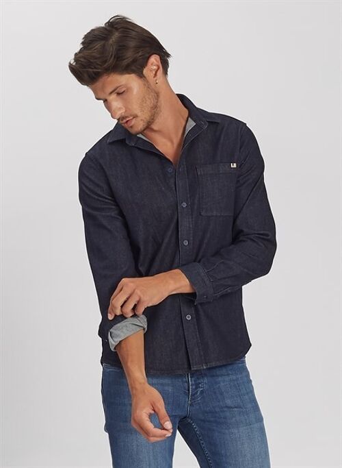 DIEGO - Regular Fit Denim Jeans Shirt - Dark Blue