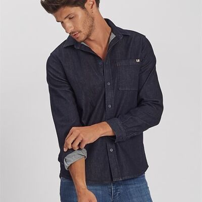 DIEGO - Camicia in Jeans Denim Regular Fit - Blu Scuro