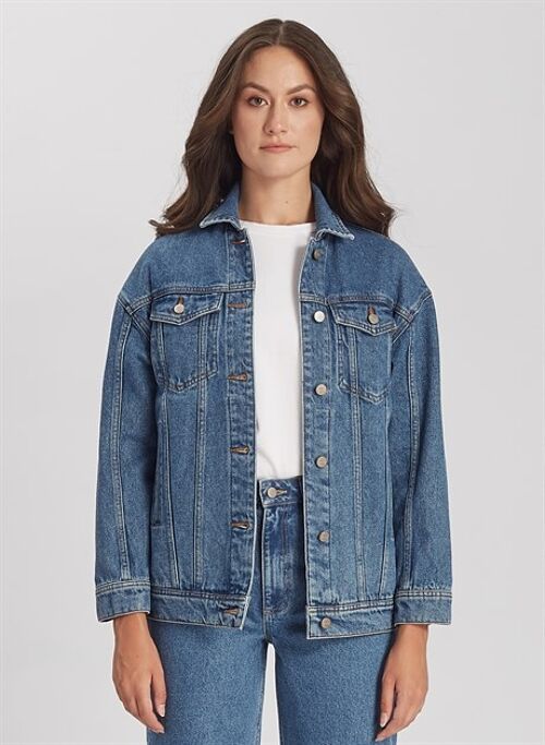 RITA - Oversize Jeans Jacket - Stone
