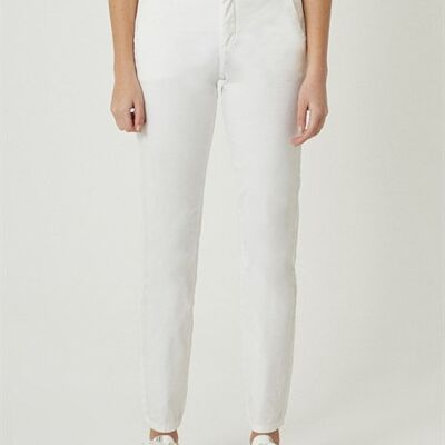 GINA - Pantalón Chino Regular Fit Slub Twil - Blanco