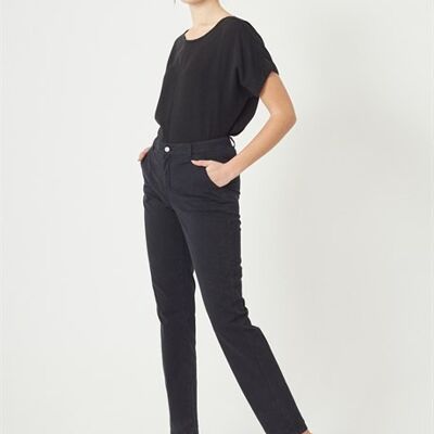 GINA - Chino Regular Fit Slub Twil Pants - Black