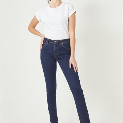 MINA - Pantalon Jeans Coupe Slim - Bleu Foncé