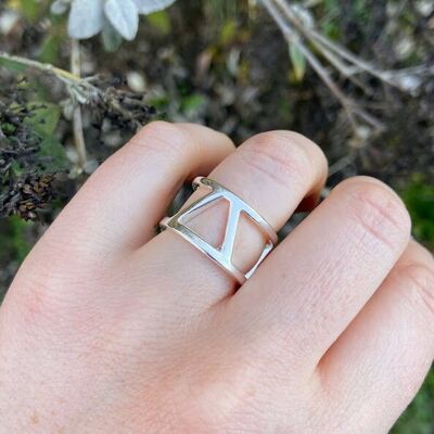 10 micron silver plated geometric ring