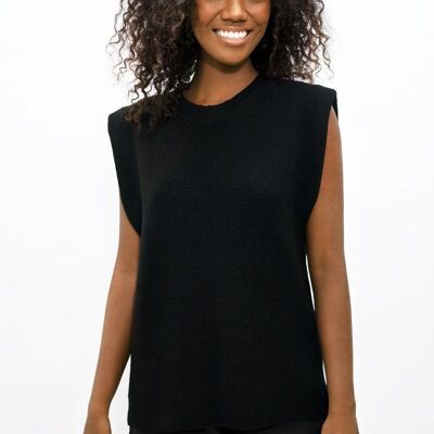 Napoli NAP - High Neck Knitted Top - Licorice