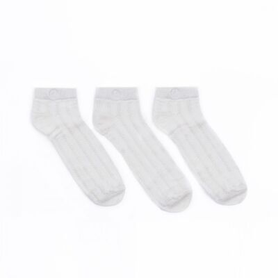 Modal Cable-Knit Ankle Socks - All White