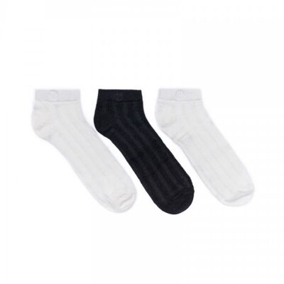 Calcetines tobilleros de punto trenzado Modal - 2 blancos y 1 negro