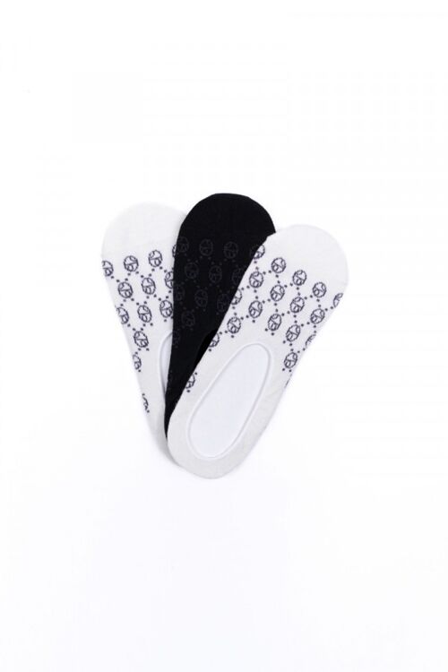 Modal Monogram No Show Socks - 2 White & 1 Black