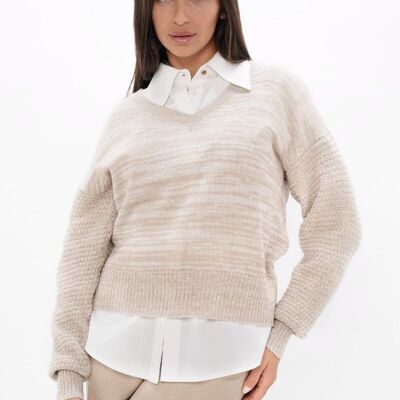 Nagano MMJ - V-Neck Sweater - Sand Marl