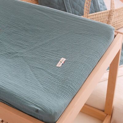 Petit Leon - Fitted sheet for changing mat - Blue Green