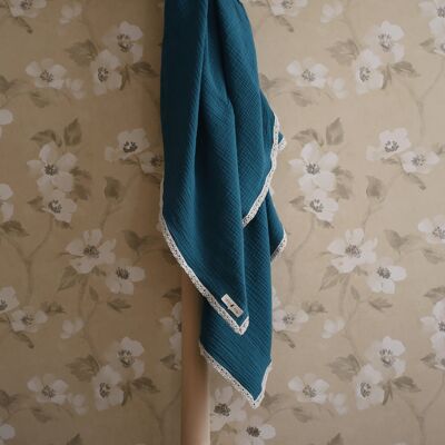 Petit Leon - Maxi swaddle blanket - Duck blue