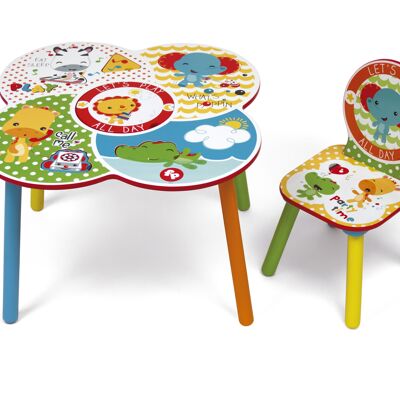 Fisher-Price -SET WOODEN TABLE + 1 CHAIR IN COLORBOX by ARDITEX