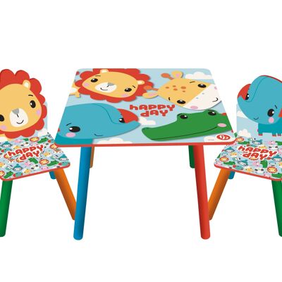 Fisher-Price -SET WOODEN TABLE + 2 CHAIRS IN COLORBOX by ARDITEX