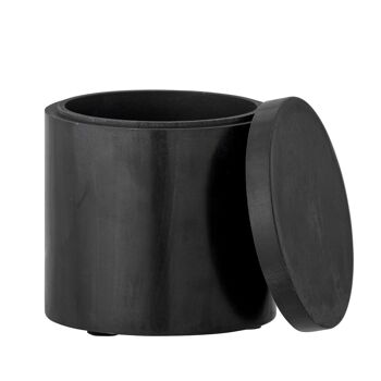 Pot Minori avec couvercle, noir, stéatite - (D10xH10 cm) 2