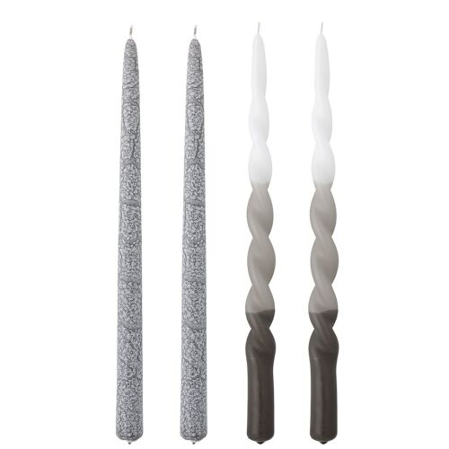 Frost Candle, Grey, Parafin - (D2,2xH35 cm, Pack of 4)