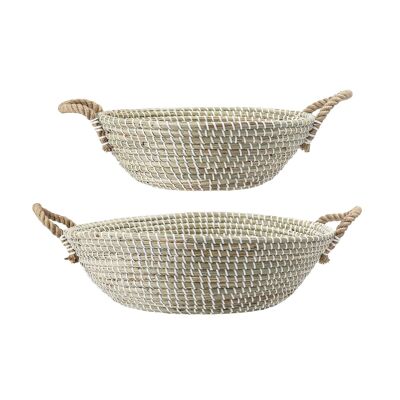 Khoi Basket, Nature, Seagrass - (D36xH13/D46xH14cm, Set of 2)