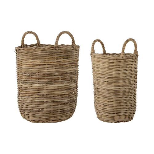Sede Basket, Brown, Rattan - (D27xH49/D37xH52 cm, Set of 2)